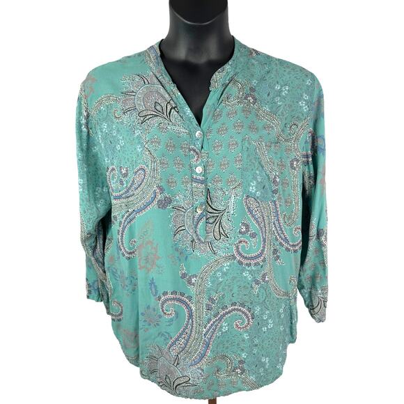 New Collection Made in Italy viscose blouse pull over casual green top size XL - Picture 1 of 5